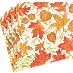 Woodland Leaves Paper Dinner Napkins in Ivory - 20 Per Package