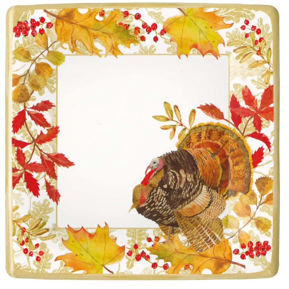 Woodland Turkey Sq Dinner Plates Square