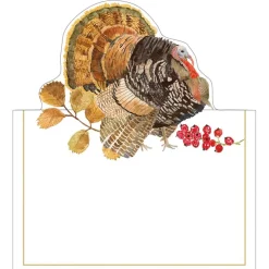Woodland Turkey Die-Cut Place Cards in Gold Foil - 8 Per Package