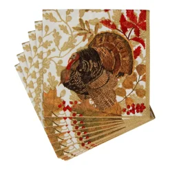 Woodland Turkey Paper Cocktail Napkins - 40 Per Box