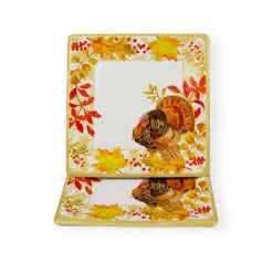 Woodland Turkey Square Paper Salad & Dessert Plates - 8 Per Package