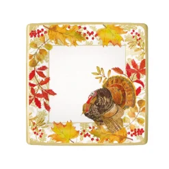 Woodland Turkey Square Paper Salad & Dessert Plates - 8 Per Package