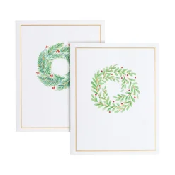 Wreath Assorted Embossed Boxed Note Cards - 10 Note Cards & 10 Envelopes