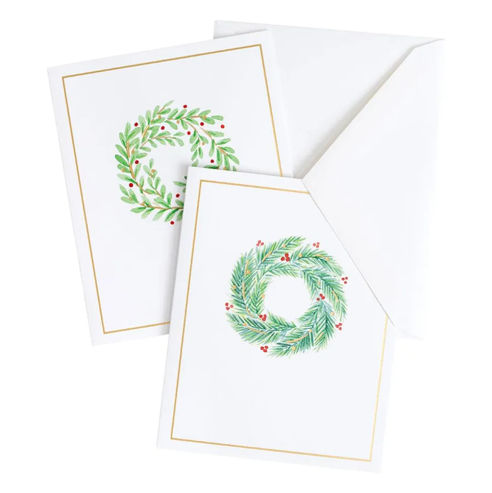 Wreath Assorted Embossed Boxed Note Cards - 10 Note Cards & 10 Envelopes