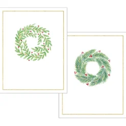 Wreath Assorted Embossed Boxed Note Cards - 10 Note Cards & 10 Envelopes