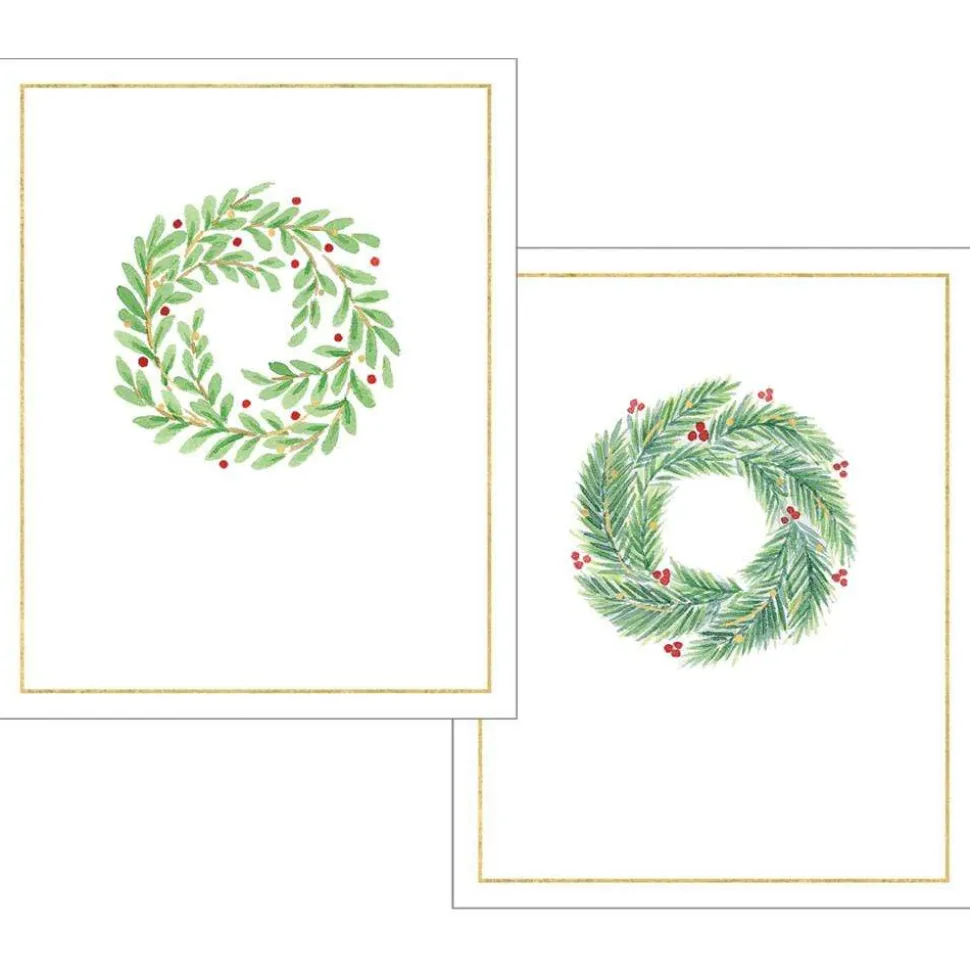 Wreath Assorted Embossed Boxed Note Cards - 10 Note Cards & 10 Envelopes
