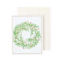 Wreath in Foil Gift Enclosure Cards - 4 Mini Cards & 4 Envelopes