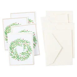 Wreath in Foil Gift Enclosure Cards - 4 Mini Cards & 4 Envelopes
