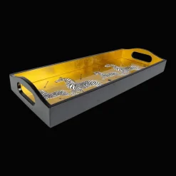 Zebras Gold Lacquer Trays - 1 Each