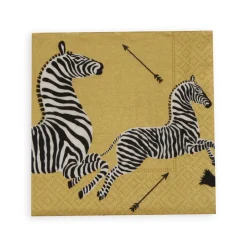 Zebras Paper Cocktail Napkins in Gold - 20 Per Package
