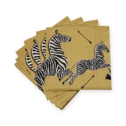 Zebras Paper Cocktail Napkins in Gold - 20 Per Package