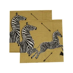 Zebras Paper Cocktail Napkins in Gold - 20 Per Package