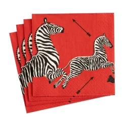 Zebras Paper Cocktail Napkins in Red - 20 Per Package