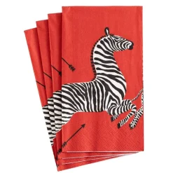 Zebras Paper Guest Towel Napkins in Red - 15 Per Package